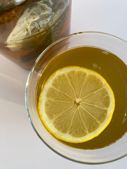 Sea Moss infused cup of tea with lemon