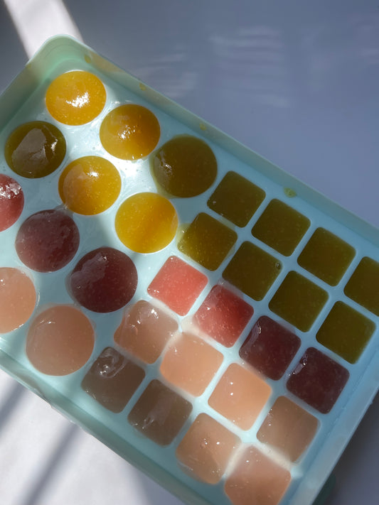 Ice cube tray filled with Sea Moss Gel