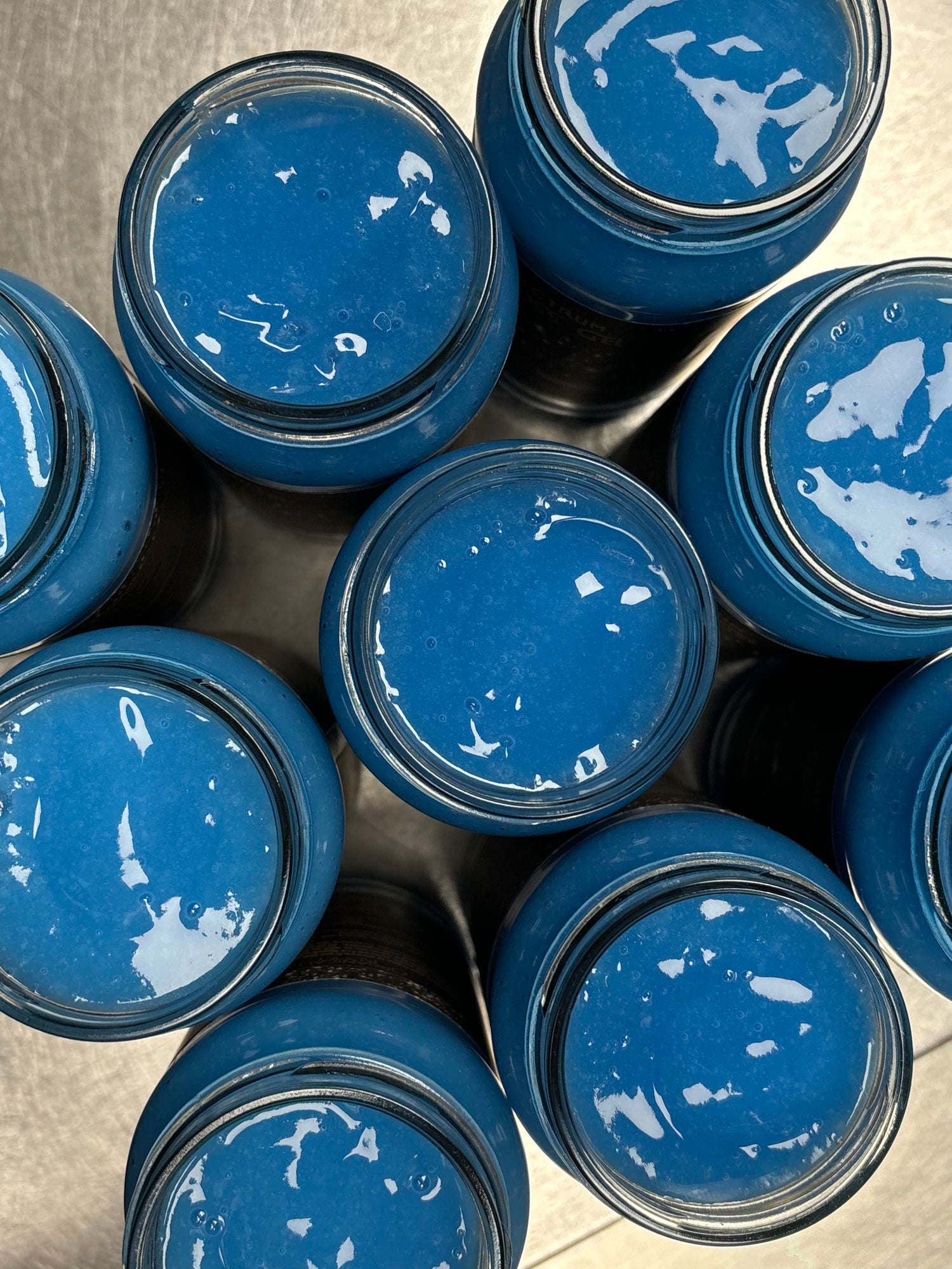 Top view of bottles of Blue Sea Moss gel