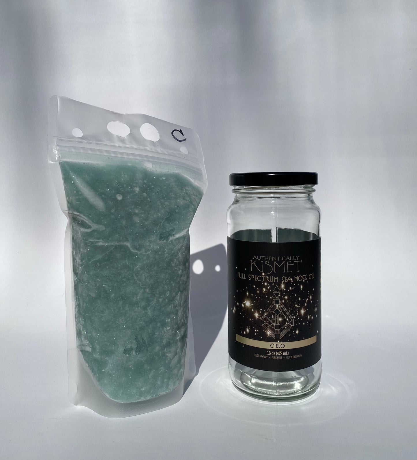 Glass Jar and bag of Cielo Seam moss
