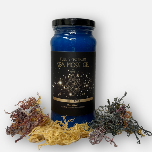 Sea Moss Gel-Blu Magik Collagen Energy Spirulina organic third party tested sustainably sourced from Saint Lucia