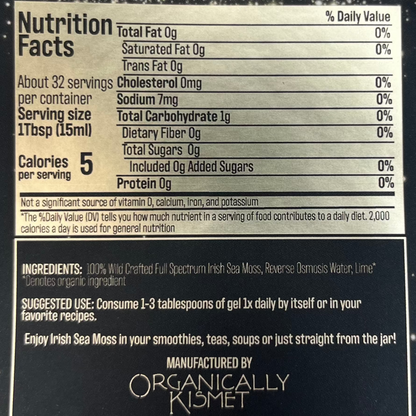 Organic Sea moss Gel Facts Sheet