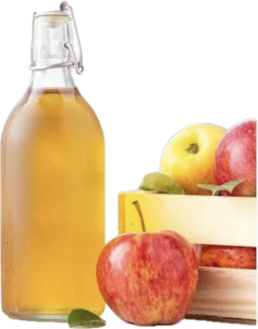 Apple cider vinegar, a key ingredient in Organically Kismet Good Flora Soak – used in bathing rituals to help balance vaginal pH, support feminine wellness, and promote skin health.