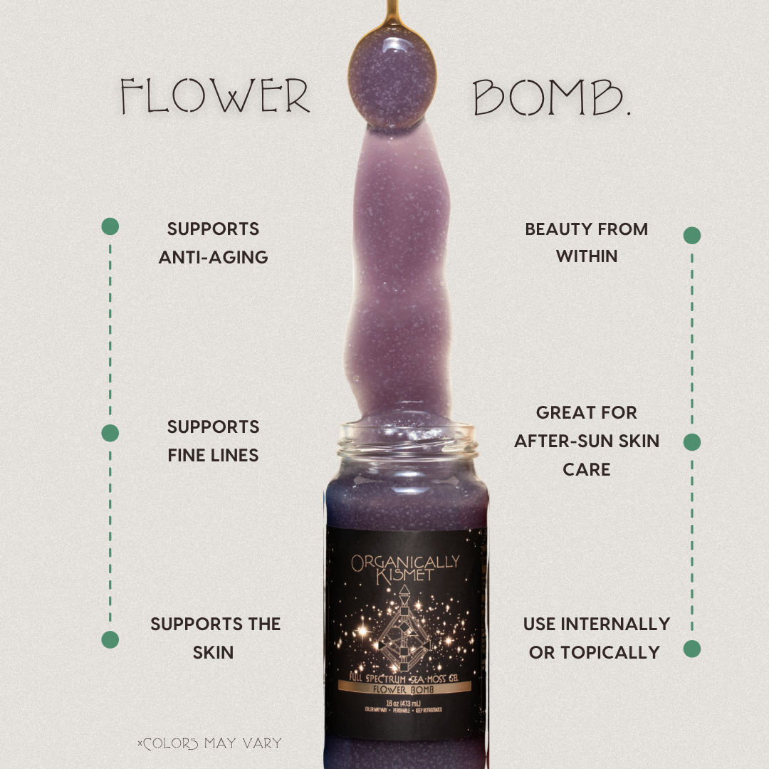 Flower Bomb Sea Moss Gel: Rose + Butterfly Pea 16 oz.